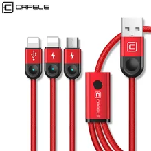 Cafele мульти светодиодный usb-кабель для iPhone кабель Micro USB C 3 в 1 Плетеный зарядный кабель для iPhone X/8 plus/7 plus