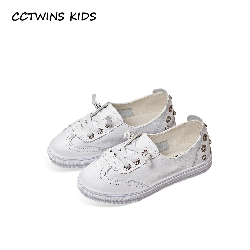 

CCTWINS KIDS 2018 Autumn Fashion Stud Children Sport Shoe Boy Genuine Leather Trainer Baby Girl Casual Slip On Sneaker FC2303
