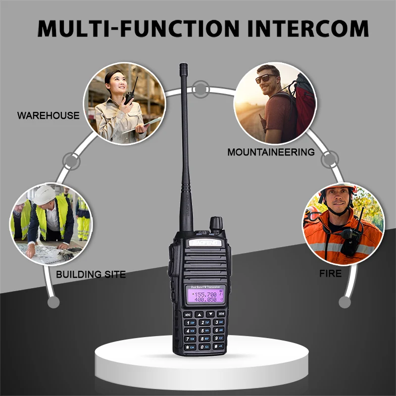 2pcs Baofeng UV-82 Long Range Walkie Talkie 10km Dual PTT Portable UV 82 Two Way Radio FM Radio Ham Hf Transceiver UV82 CB Radio