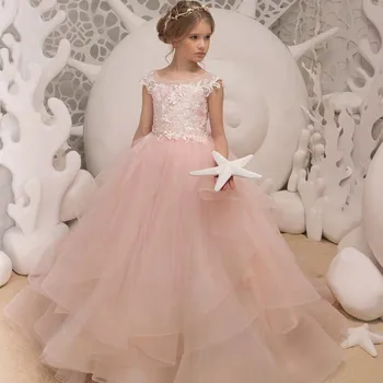 

Vintage Flower Girls Dress for Wedding Evening Children Princess Party Pageant Long Gown Kids Dresses for Girls Formal Clothes