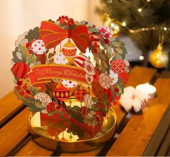 

WISHMADE 2018 Christmas Cards 3D Christmas Decorations Gifts Holiday Greetings Christmas Cards With Red Envelopes,10pcs/lot