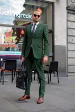 Custom Made 2016 Dark Green Mens Wedding Prom Party Suits 2 Pieces Slim Fit Groom Tuxedos