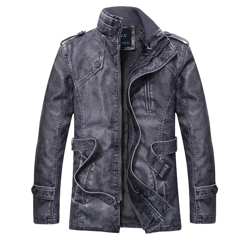 

Autumn and Winter Men's Leather Casual Jacket Stand Collar Slim Pu Leather Jacket Spring and Autumn Motorcycle Men Clothes 2018