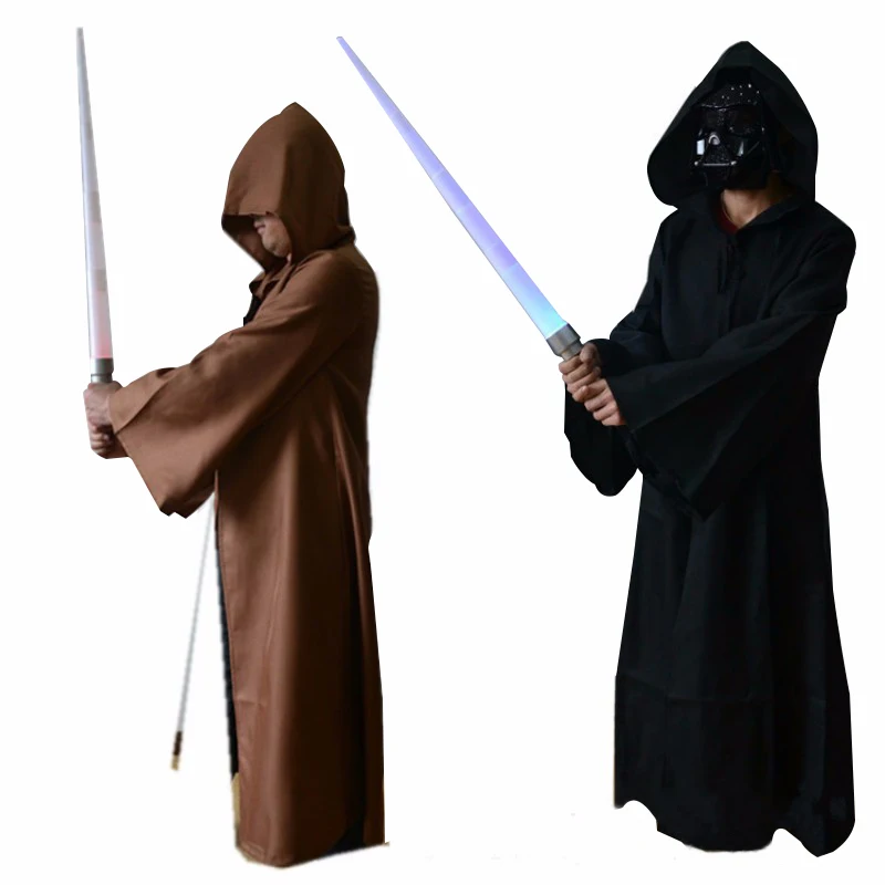 New soft 2017 Star Wars Jedi Costume Adult Black Jedi Robe Hoodie Cloak