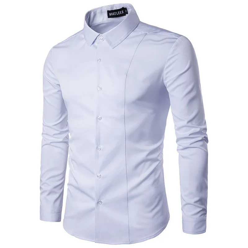 OUSIDI 2018 New Men Brand White Social Shirt Male Long Sleeve Fashion ...
