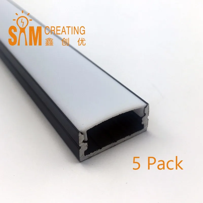 UnvarySam 0,5 м черный встраиваемый алюминиевый светодиодный профиль без фланца для прокладки в пределах 20 мм