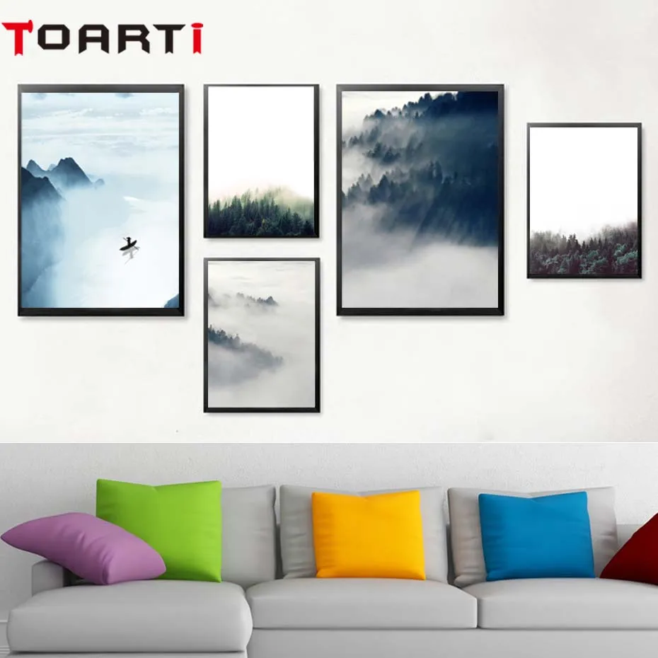 Foggy Forest Landscape Nordic Poster Wall Art Prints Picture Bedroom Canvas Painting Art Murals Dream It Enyjoy Today Home Decor (2)