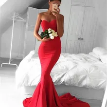 Красное Атласное Русалочка платья для торжеств с оборками красное платье для ковра плюс размер платье