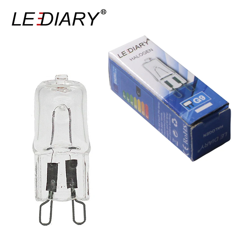 LEDIARY 10 шт затемнения G9 галогенная лампа 25 w/40 w/50 w 110 V/220 V 2700 K теплый белый для Бра ясно Стекло каждый с внутренней коробке