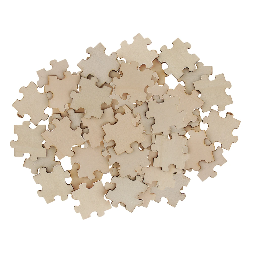 100pcs Unfinished Wood Puzzle Pieces,Freeform Blank Puzzle for Home Decorations