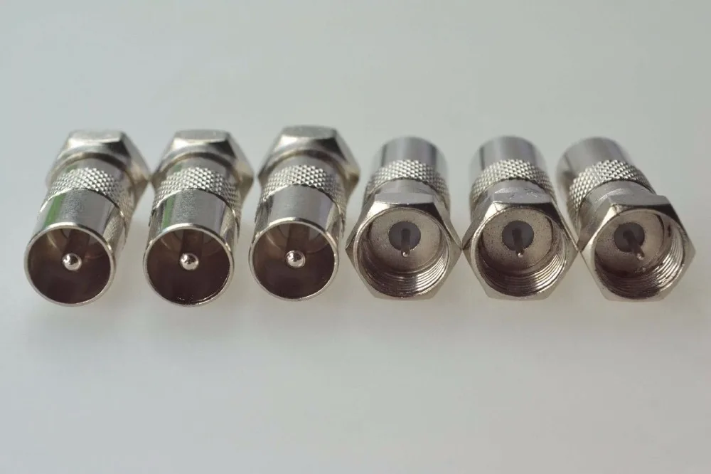 6pcs F Type Coaxial Male To Pal Male Plug Straight Coaxial Cable Rf