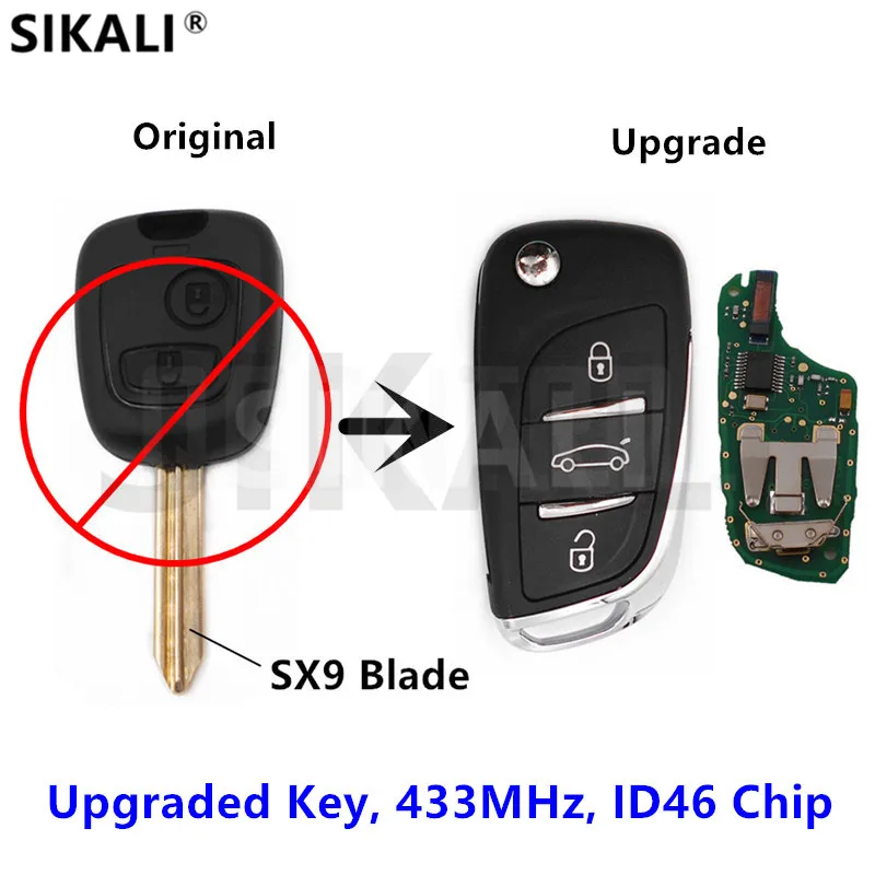 

SIKALI Upgraded Remote Key Suit for Peugeot Partner (2002 - 2008) for Original Part Number 6554RG