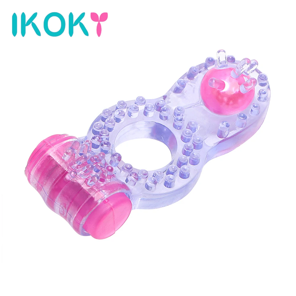 Кольца для пениса IKOKY кольцо двойное удовольствие вибратор секс игрушки мужчин