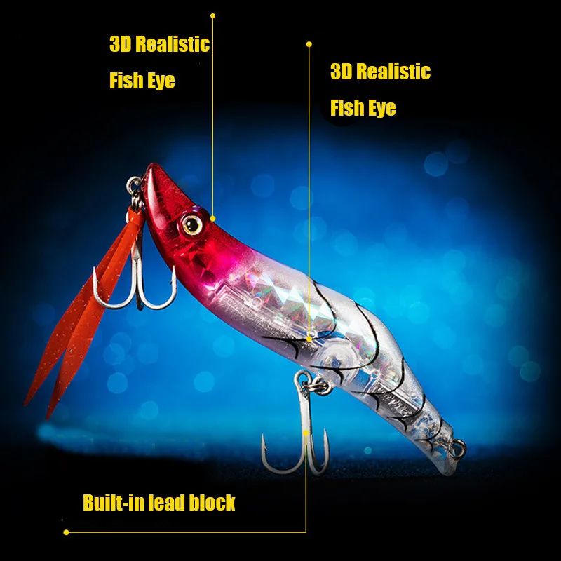 2 шт. искусственная креветка рыболовная приманка 2 тройные Крючки Пластиковые Свинцовые Приманки для рыбы 3D реалистичные жесткие приманки для басов Длинные литья 15 г 8 см