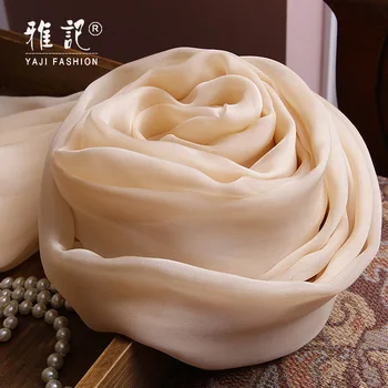 

Genuine Silk Women Scarf 2017 Summer Autumn Winter High Quality Shawl Fashion Deep Beige Solid Color Scarves