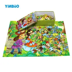 Деревянная игрушка-головоломка животных мультфильм анимации жестяной коробке деревянные 200 шт. puzzle игрушки для детей, развивающие игрушки
