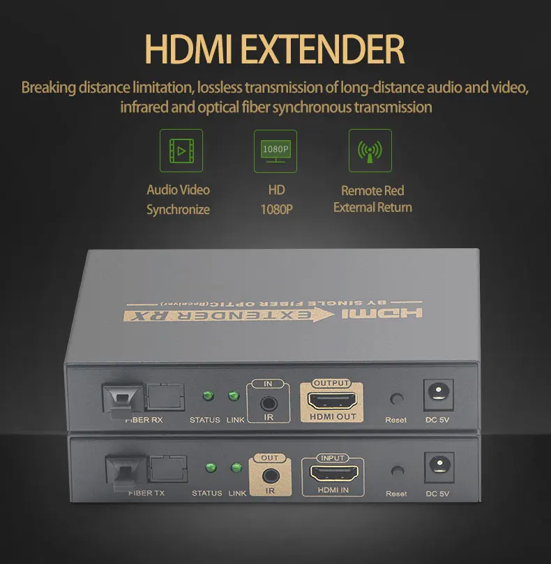 AMS-HTR1S HDMI к волокно цифровой 1080P HDMI волоконно-оптический видео удлинитель HDMI видео волоконный приемопередатчик SC порт 20 км