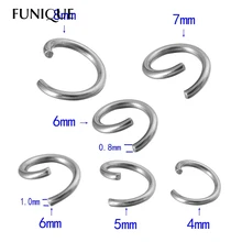 FUNIQUE 500 шт Высокое качество нержавеющая сталь открытый прыжок кольца серебряный цвет 4,5, 6,7, 8 мм DIY ювелирных изделий