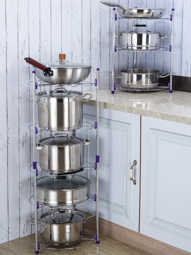 

Kitchen Metal pot rack Boiler Pan shelf triangular multi function Layerd Metal cauldron Kitchen Organizer Holloware Holder B512