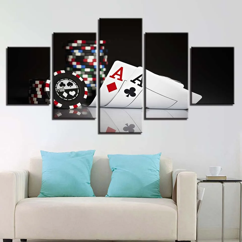 

HD Prints Poster Modular Canvas Painting 5 Pieces Poker Cards Pictures Wall Art Decor For Home Living Room Modern Frame Artworks
