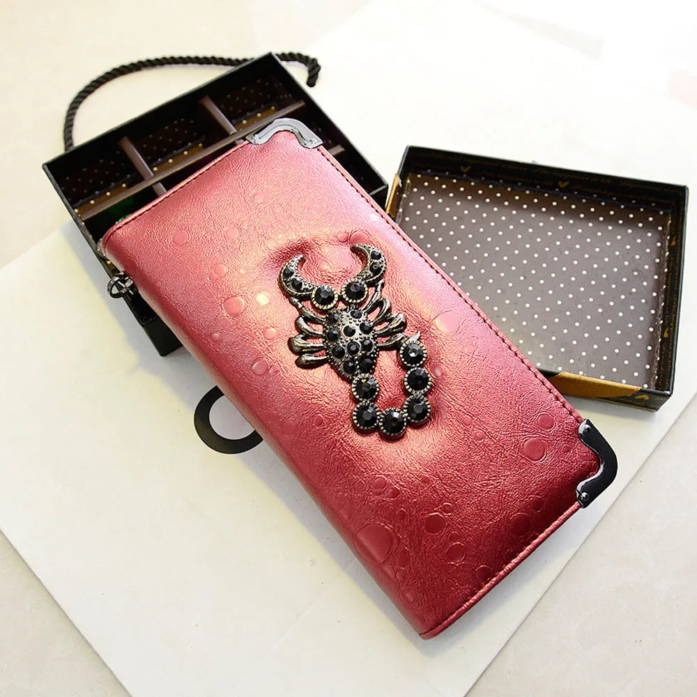 

Women Creative Scorpion Pattern Vintage PU Leather Long Purse Casual Girl Clutch Wallet Large Capacity Handy Bag
