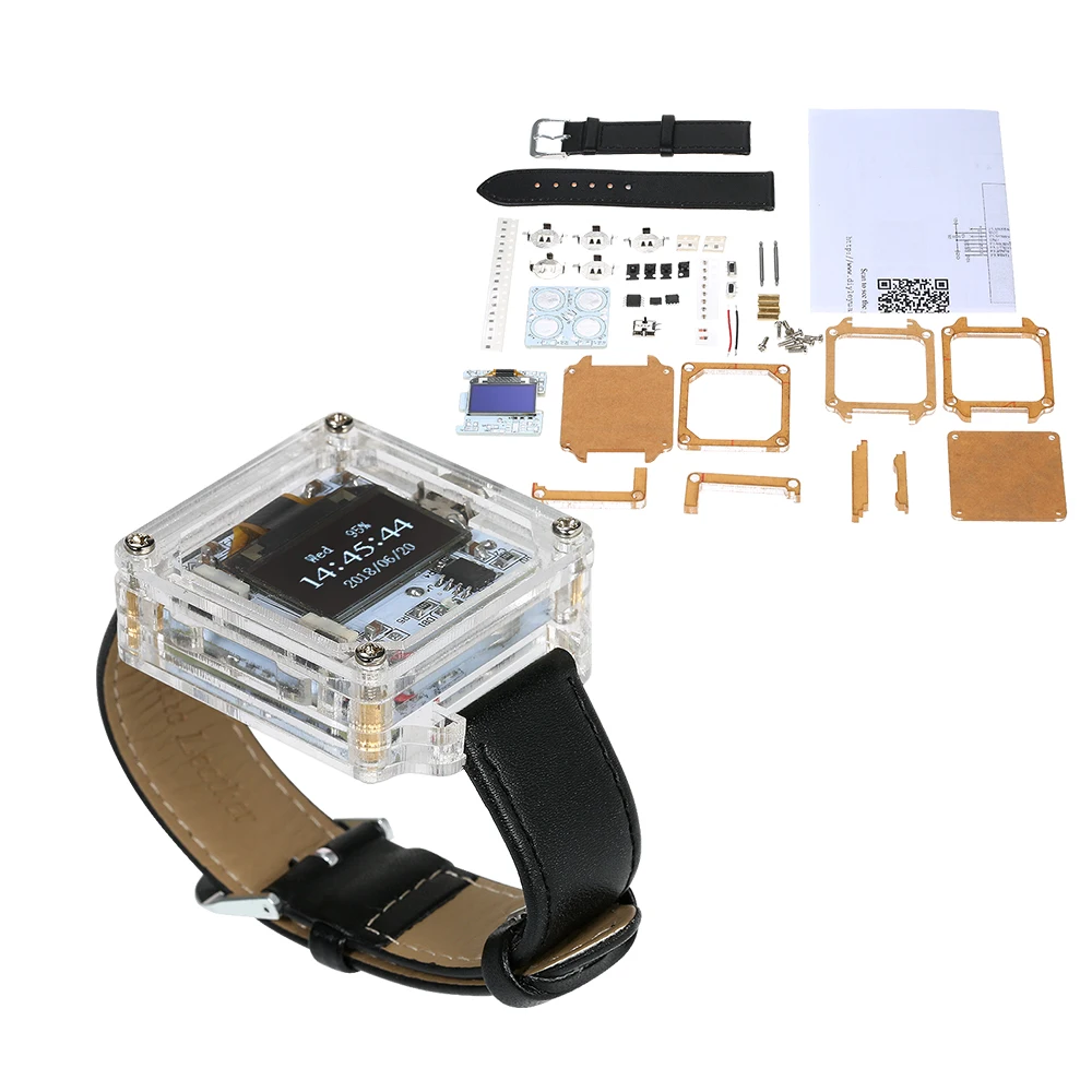 

Digital Watch Electronic Clock Kit Single-Chip Transparent Watch DIY LED Digital Tube Wristwatch DIY Kit Replaceable watchband