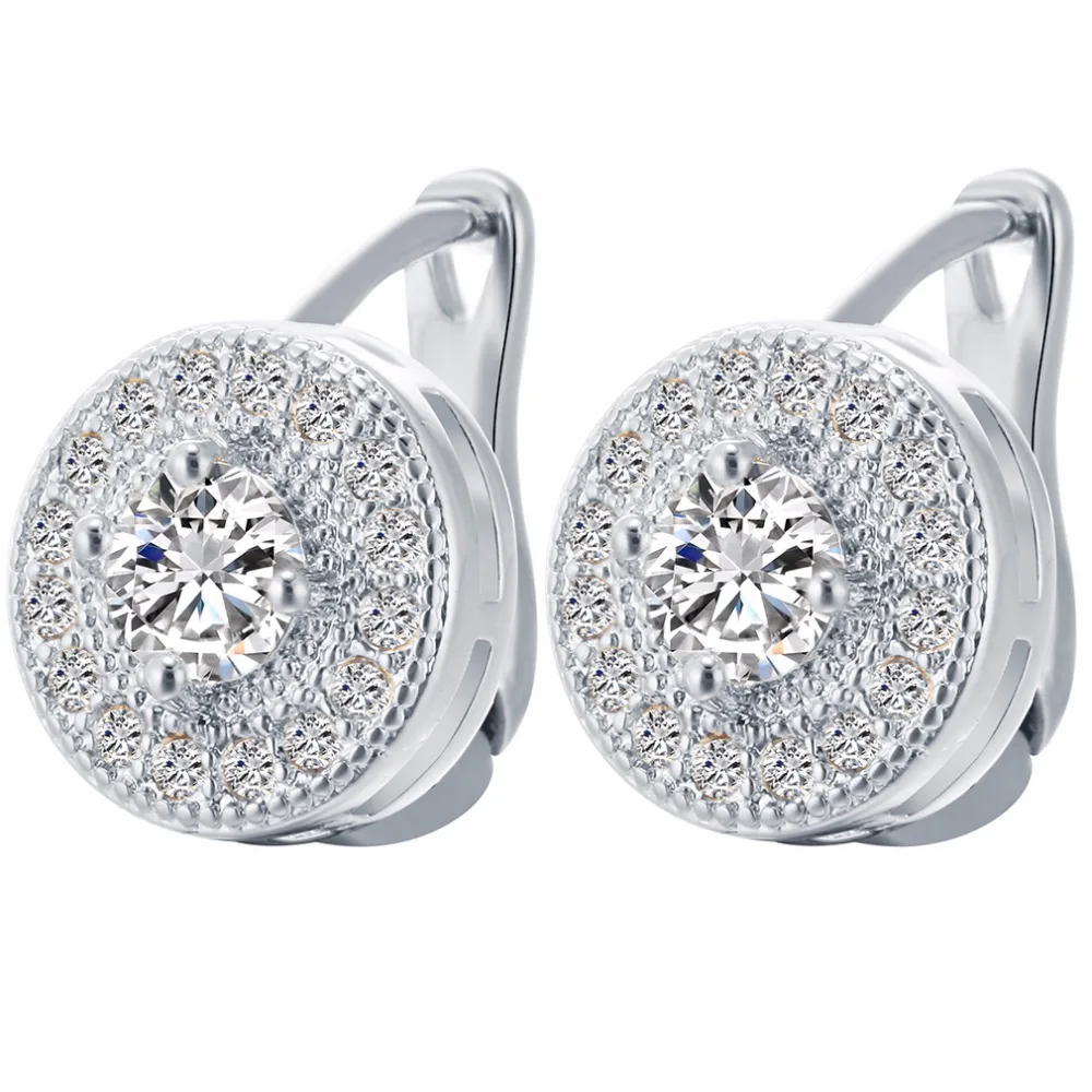 1Pair Top Quality Delicate Large Zircon Earrings Gift Jewelry for Women Lady Girlfriend Handmade Fashion Ear Hoop Earrings