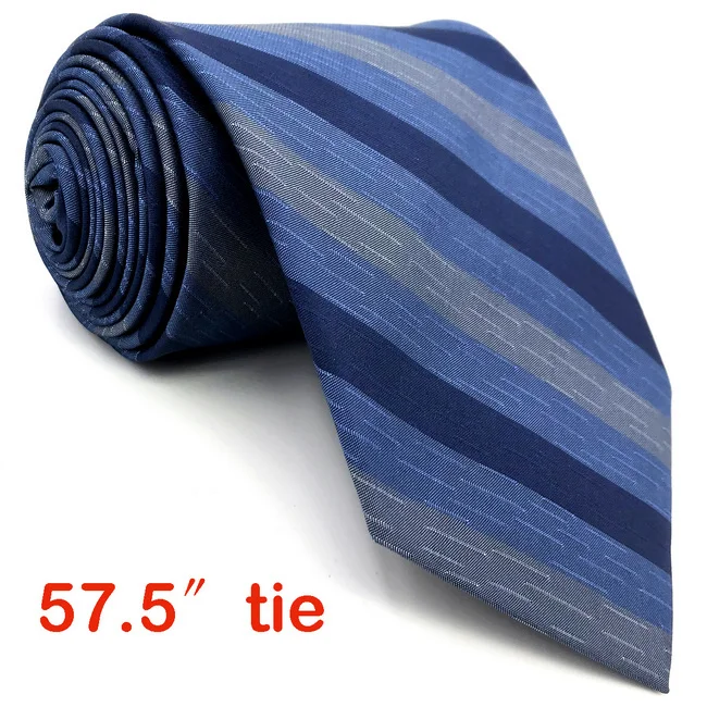 D22 синий полосатый мужской галстук шелковый Модный Классический галстук жениха для мужской одежды - Цвет: Classic Size Tie