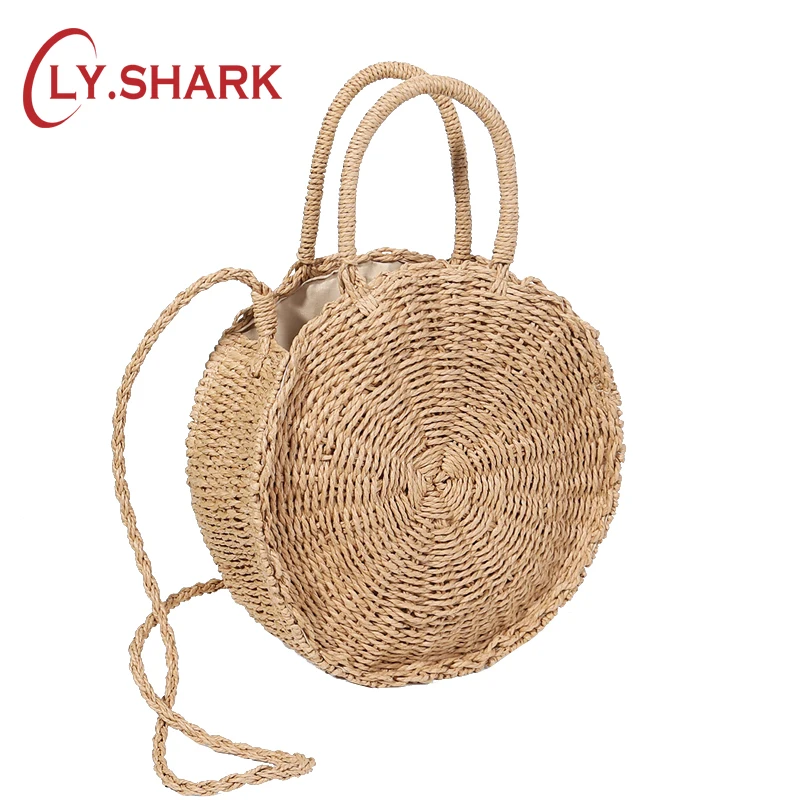 LY. SHARK круглая Соломенная пляжная сумка женская ручной работы тканая через плечо