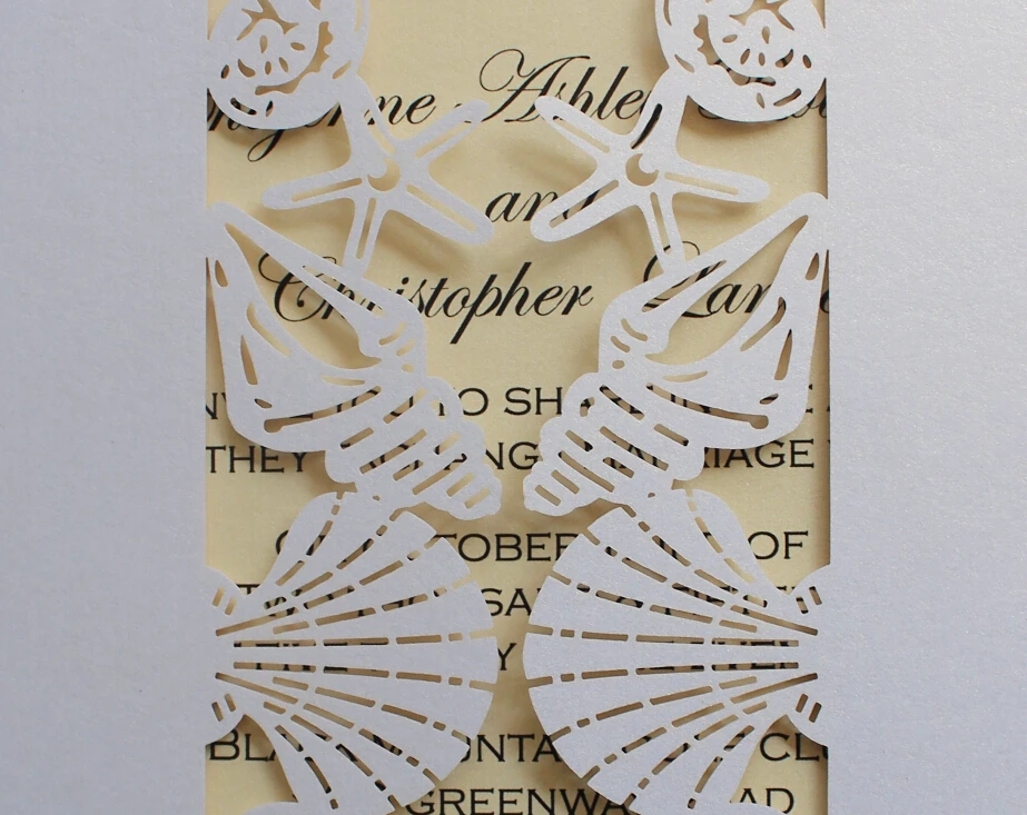  Beach Wedding Invitation Sea Party Invitations Seashell Invitations Starfish Invitation - Set of 50 - 32607909042