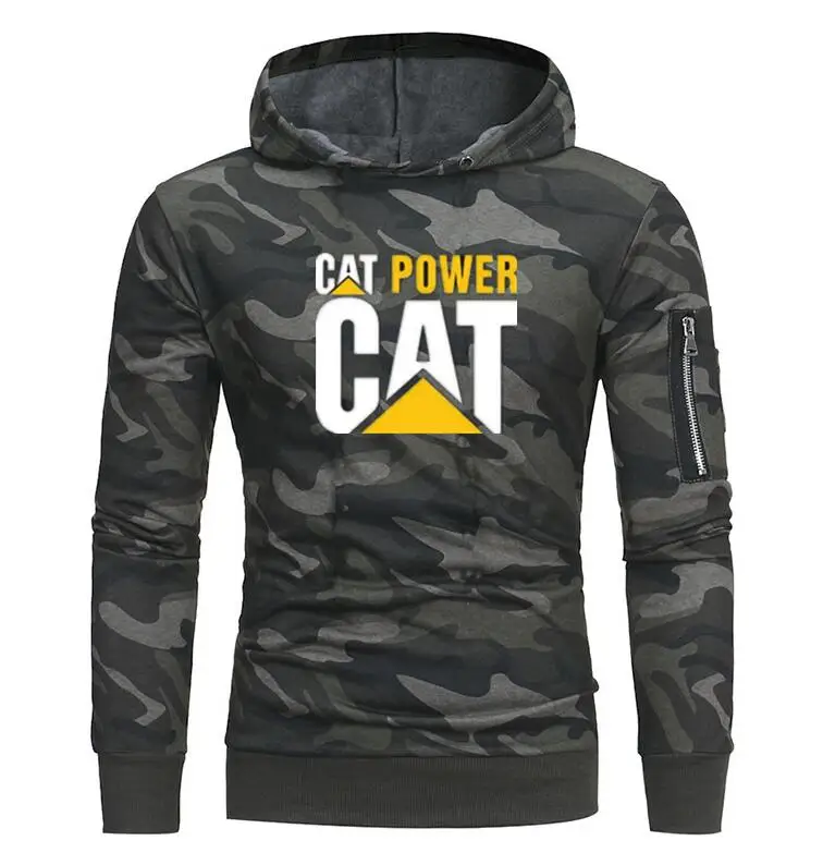 

2019 Hot sale Cat Power Caterpillar Girl Logo men hoodies fashion casual hoody Camouflage cotton pattern print cool sweatshirt