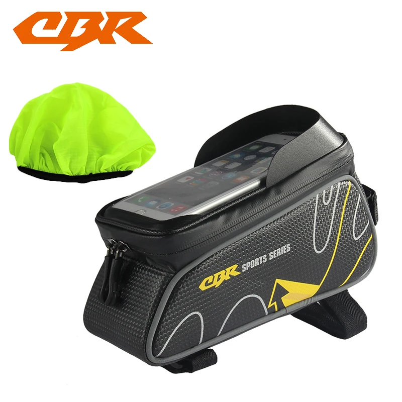 Excellent CBR Bicycle Front Tube Bags 6 Inch Phone Touch Screen MTB PU Waterproof Bike Cycling Beam Saddle Bag Mountain Bike Accessories 4