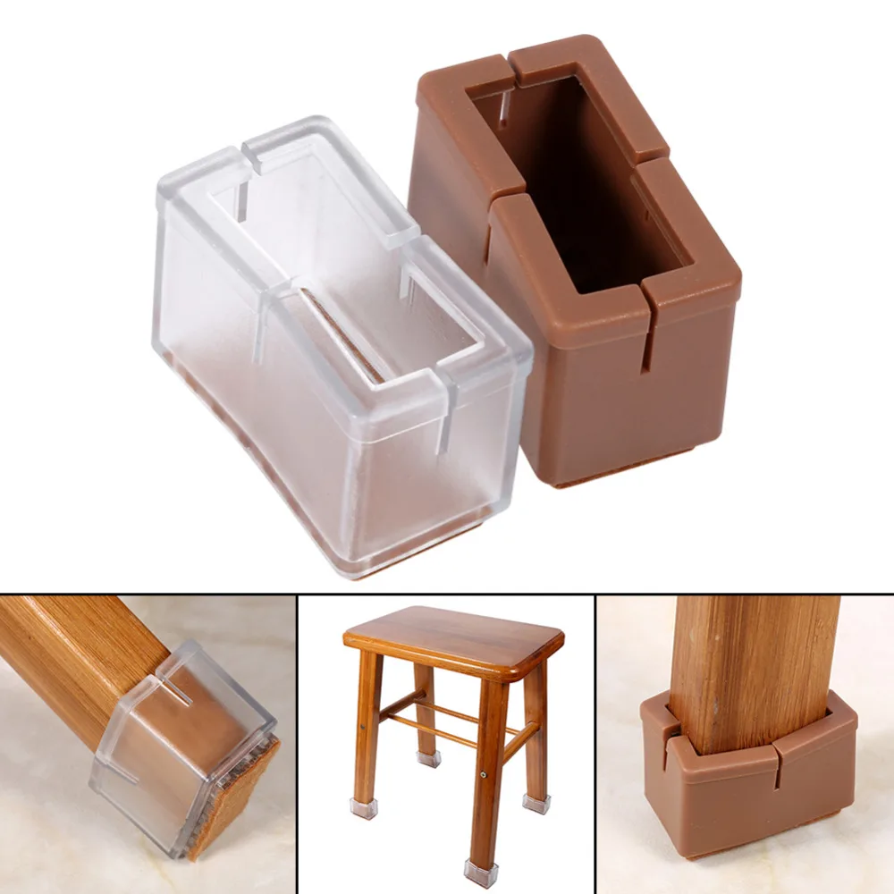 8 Pcs/Set Chair Legs Cover Rectangle Furniture Legs Protector with Rubber Sole Pad Furniture