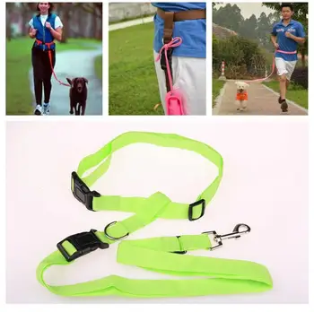 

Quevinal Strong Nylon Hand Free Dog Leash Pet leads For Running Jogging Hiking Walking 6 Colors