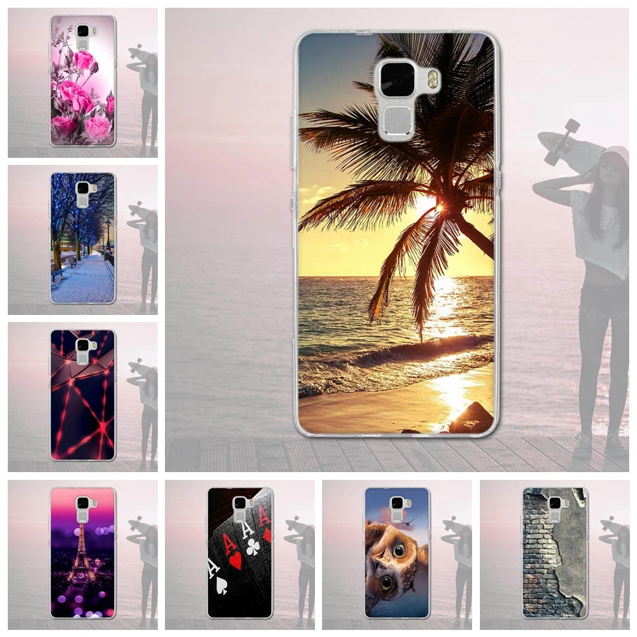 

Luxury Soft Silicone TPU For Huawei Honor 7 Case Cover Printed Relief Pattern Back Covers For Huawei Honor 7 Phone Case Capinha