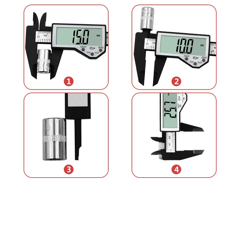 Электронный пластиковый суппорт Водонепроницаемый IP54 0-150mm 6 дюймов ЖК-дисплей Цифровой штангенциркуль датчик DT6