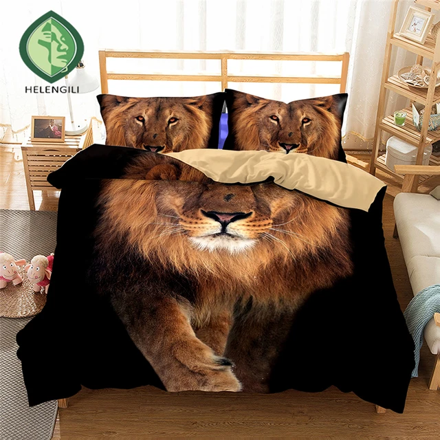 Cheap HELENGILI 3D Bedding set Lion Print Duvet cover set lifelike bedclothes with pillowcase bed set home Textiles #2-05 Cheap HELENGILI 3D Bedding set Lion Print Duvet cover set lifelike bedclothes with pillowcase bed set home Textiles #2-05