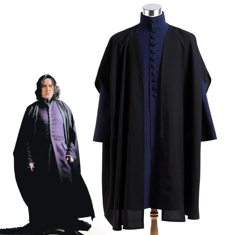 Дары смерти, костюм для косплея профессора Северуса Снейпа, карнавальный костюм на Хэллоуин, черный халат, плащ Хогвартс, школьная форма, индивидуальный заказ