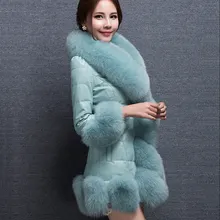 B Женская куртка Длинная зимняя шуба из искусственного меха лисий мех искусственная кожа Женская норковая шуба кожаная травяная Женская длинная шуба