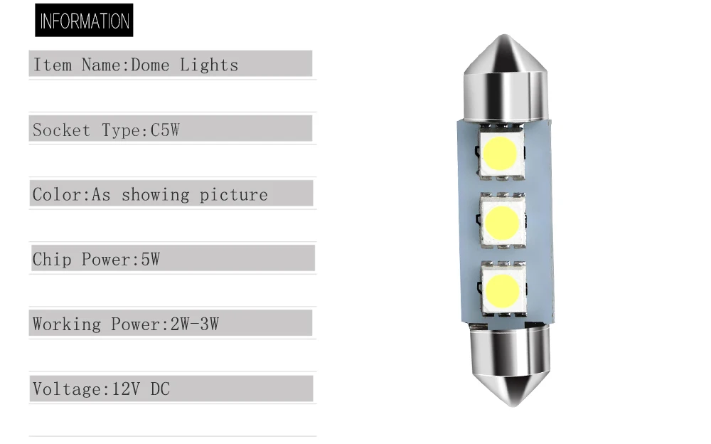 Белый автомобиль Led C5W 5050 3 Smd 3Smd 31 мм 36 мм 39 мм 41 мм Dc 12 В гирлянда внутренний купол дверной светильник, свободный светильник, Лампа сигнала поворота