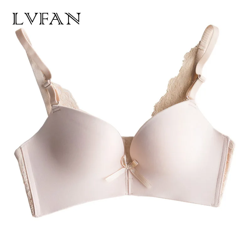 

Nature Silk Elegant Sexy Real Silk Wire free solid Bra Comfortable Breathable Lace Trim Underwear Push Up LVFAN TGB-022