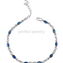 Сапфировый Браслет с цепочкой натуральный настоящий сапфир серебро 925 пробы 0.35ct* 10 шт драгоценный камень CY#181202001