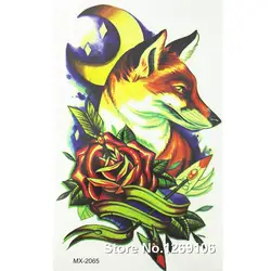 Новая мода Good night Fox с розами 19x12 см водостойкие временные татуировки наклейки