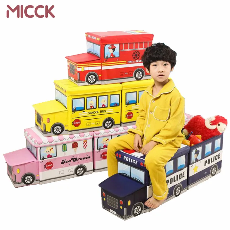 MICCK Children's Toy Storage Box Film-covered Nonwoven Fabric Compartment Stool Cartoon for toys organizer | Дом и сад