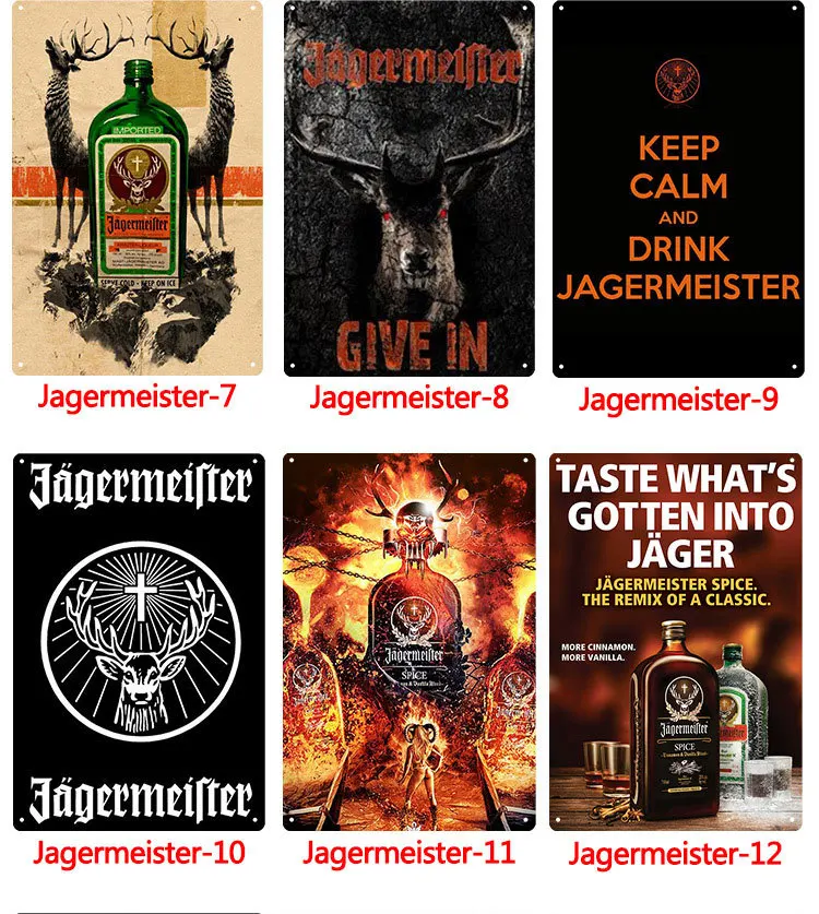 Алкогольный напиток Jagermeister голова оленя плакат Классическая Настенная Наклейка Декор домашнего бара старинная металлическая пластина виски Вино Олово знак