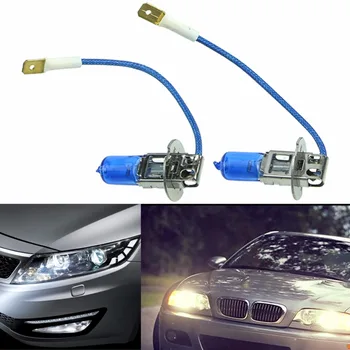 

HNGCHOIGE 2PCS 12V H3 55W Xenon Gas Halogen Headlight White Light Lamp Bulbs 6000K