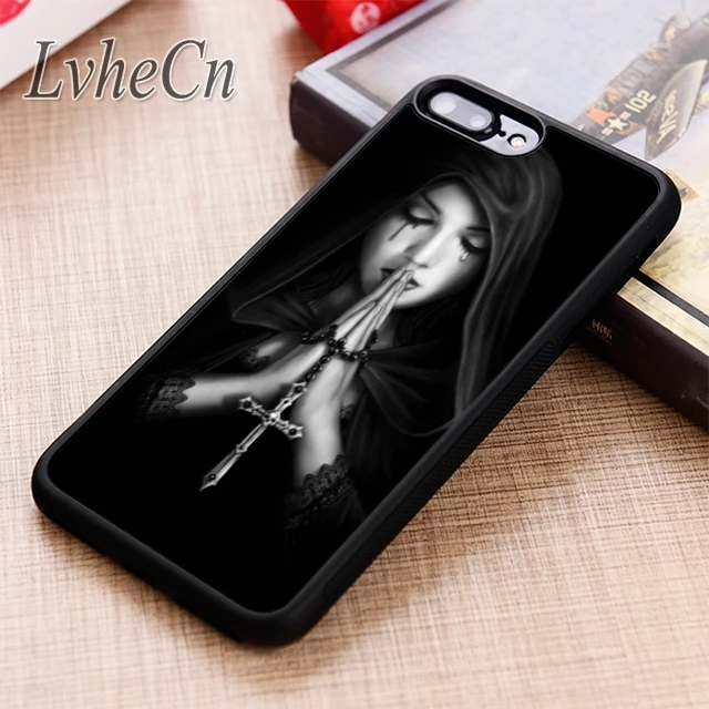 

LvheCn GOTHIC PRAYING GIRL phone Case cover For iPhone 6 6S 7 8 X XR XS max 5 5S SE Samsung Galaxy S5 S6 S7 edge S8 S9 Plus