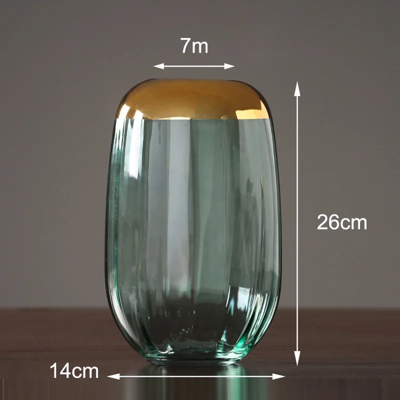 Современные роскошные стеклянные вазы серый/зеленый Террариум стеклянные контейнеры мебель ремесла ваза для цветов для свадьбы украшения дома - Цвет: green  A 26x14cm