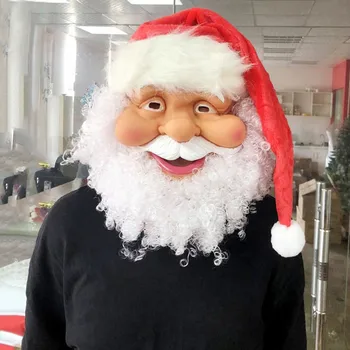 

Behogar Funny Cute Christmas Santa Claus Silicone Full Face Mask for Adult Xmas Party Cosplay Masquerade Supplies