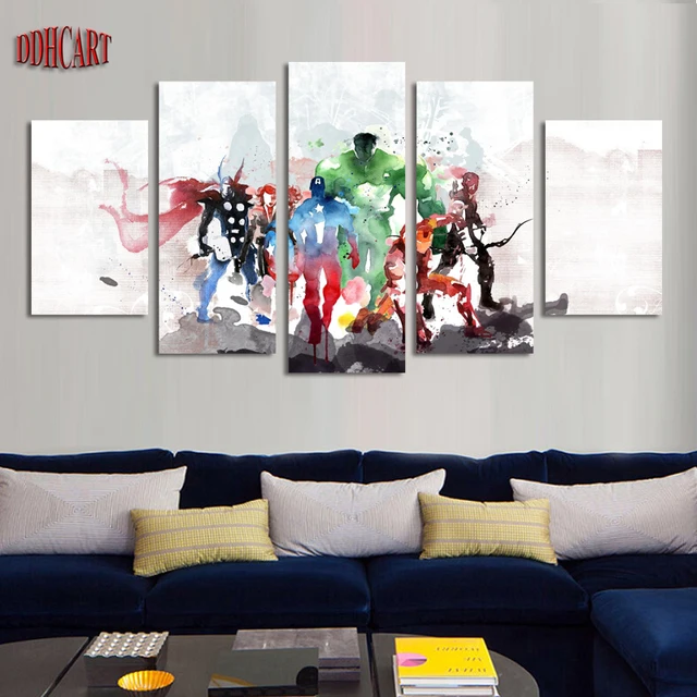 5 Piece Canvas Art Wall Prints Painting Home Decor Poster The Avengers Picture Modern Artwork For Living Room In 5 Piece Canvas Art Wall Prints Painting Home Decor Poster The Avengers Picture Modern